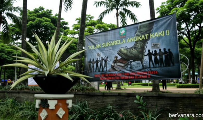Important Visit: Kondisi Hotel Sultan Jelang Dieksekusi, Penuh Banner Penolakan Hingga Terpasang Kawat Berduri