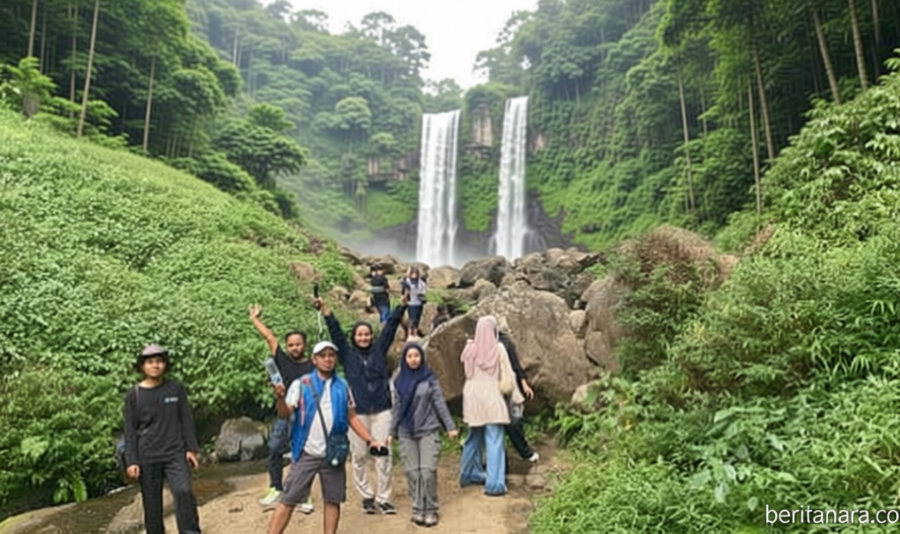 Historic Moment: Libur Sekolah Dongkrak Kunjungan Air Terjun Tretes Jombang hingga 80 Persen