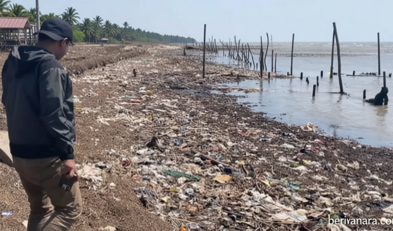Pantai Lestari Pati Berubah Jadi Lautan Sampah, Limbah Industri Tutupi Garis Pantai